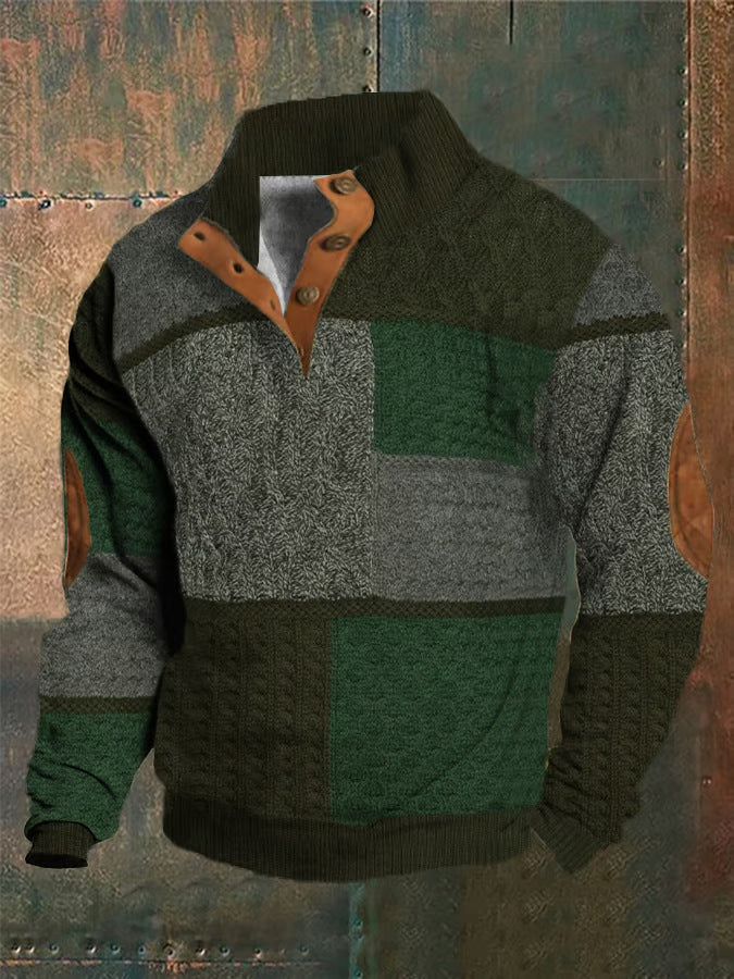 Spring & Autumn Men's Printed Sweater With Buckle