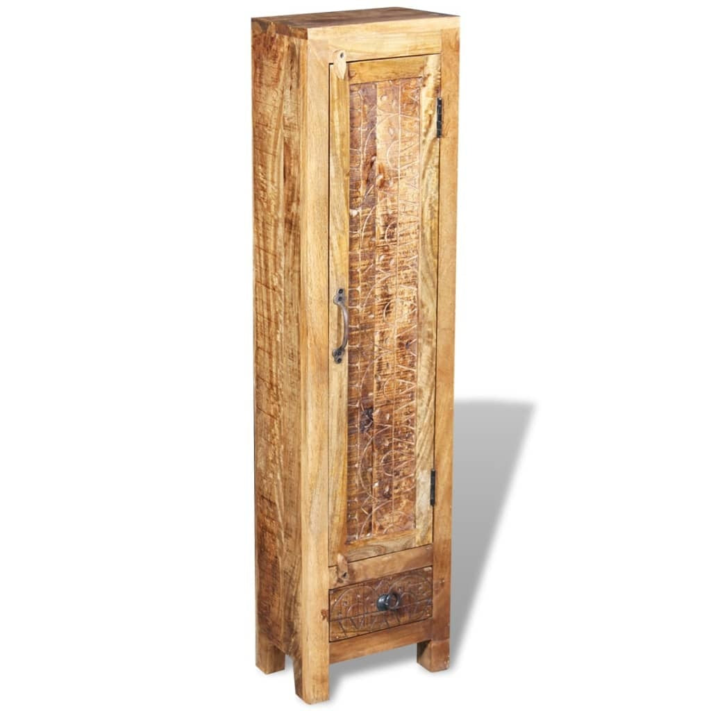 vida XL Vanity Cabinet with Mirror and 2 Side Cabinets Solid Mango Wood