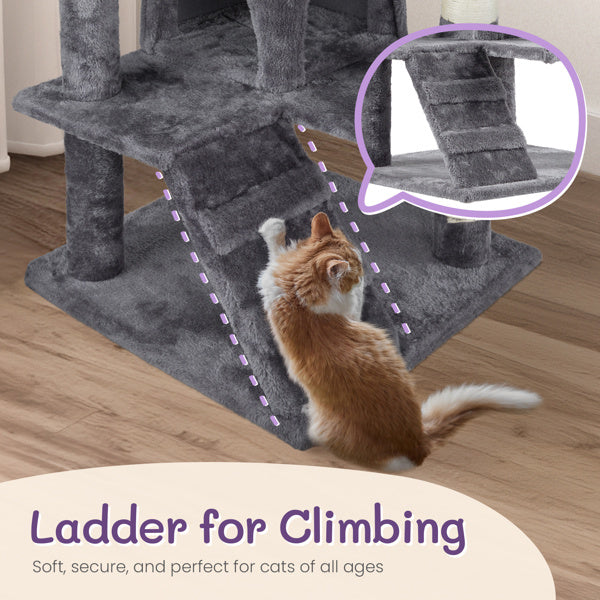 53-Inch Multi-Level Cat Climbing Frame – Cat Tree Tower with Scratching Posts, Perches & Hideouts | Infinity Bazaar