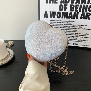 Evening Clutch Shiny Handbag Heart Shaped