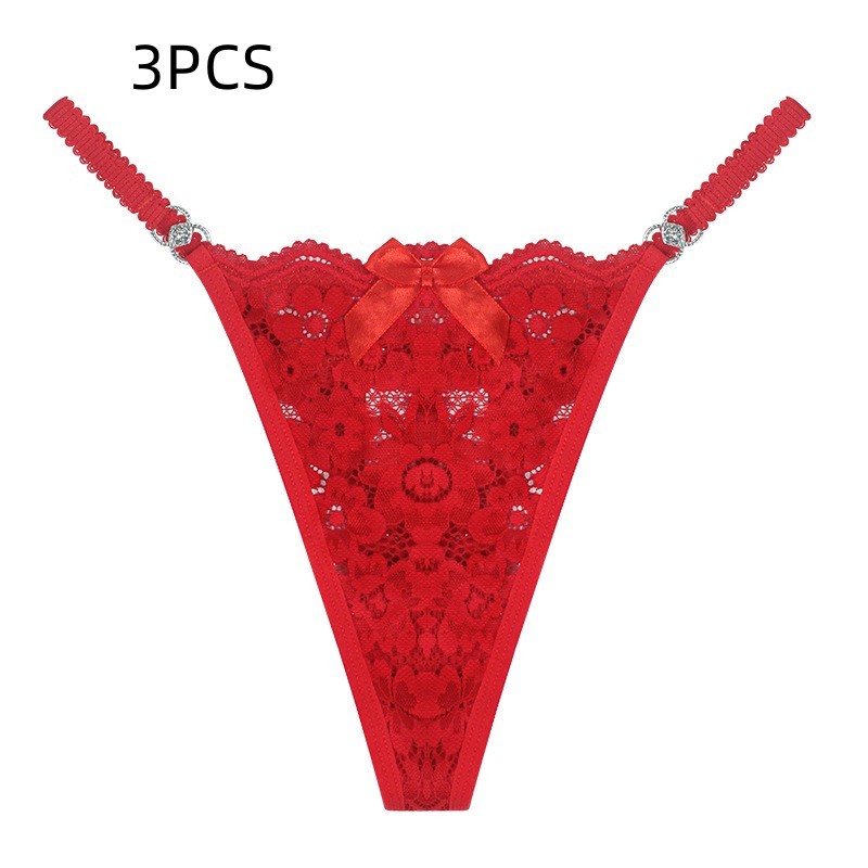 Women's Thong Lace Hollowed Out Mesh Gauze Panties Women's Traceless Pantie set