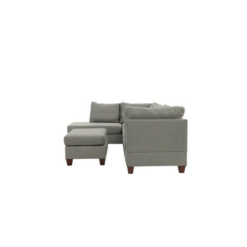 3-PC Sectional Sofa Set in Gray – Linen-Like Polyfiber Upholstery | Modern Living Room Fabric Couch | Infinity Bazaar