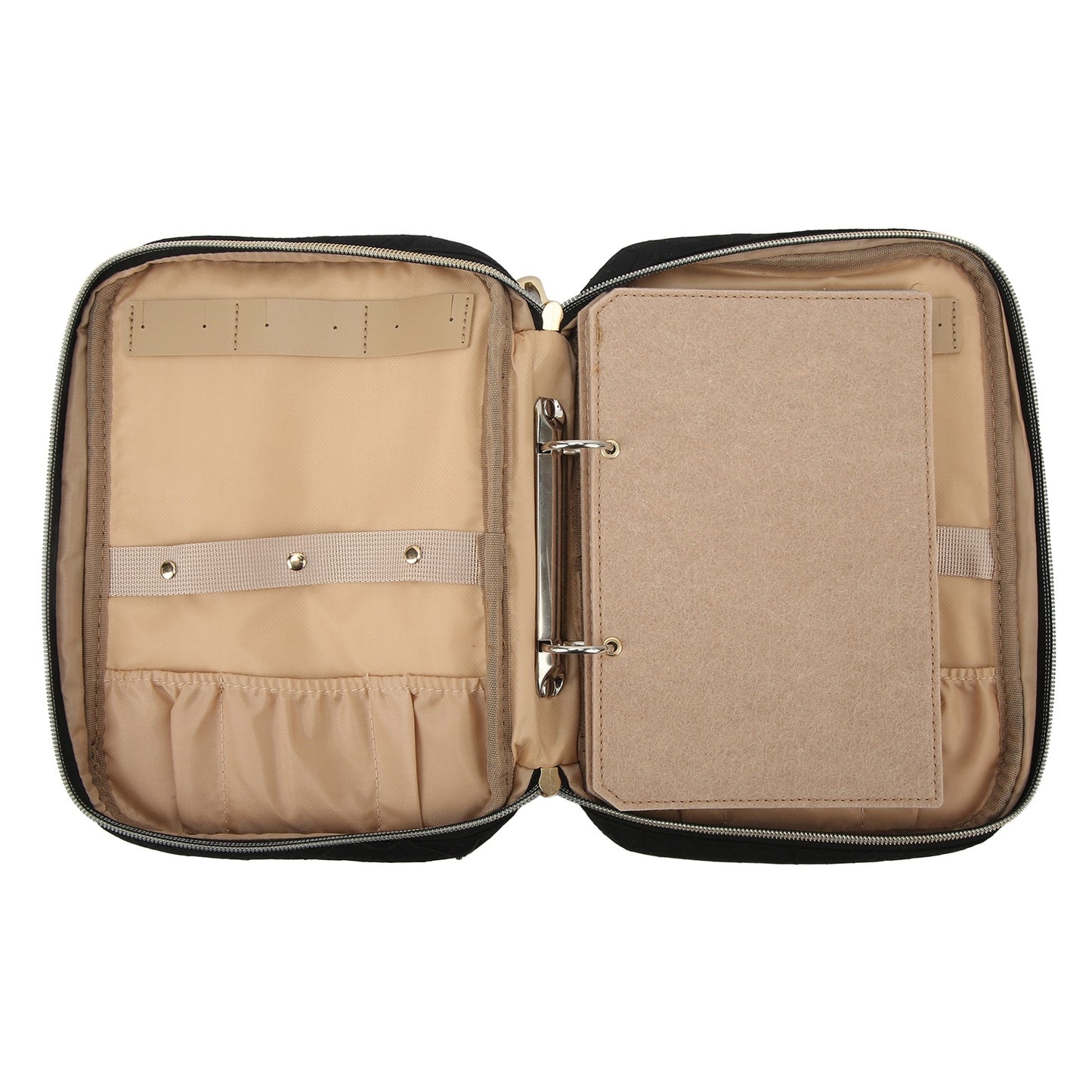 Travel Jewelry Organizer Case Portable Jewelry Storage Roll with Clear Binder Bags for Earrings Necklaces Black