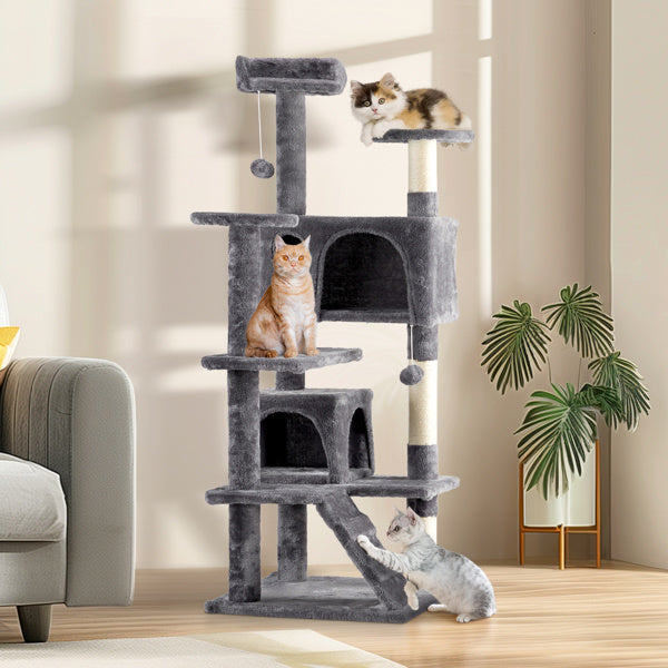 53-Inch Multi-Level Cat Climbing Frame – Cat Tree Tower with Scratching Posts, Perches & Hideouts | Infinity Bazaar
