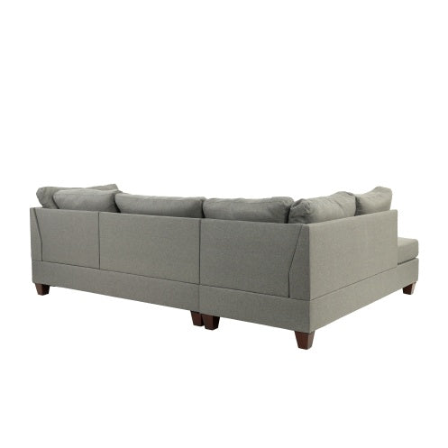 3-PC Sectional Sofa Set in Gray – Linen-Like Polyfiber Upholstery | Modern Living Room Fabric Couch | Infinity Bazaar