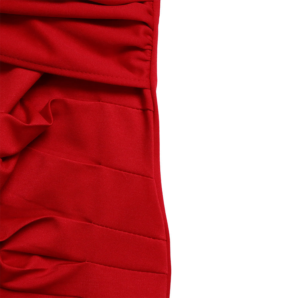 Women’s Solid Color Pleated Strap Dress – Elegant Commute Style | Infinity Bazaar