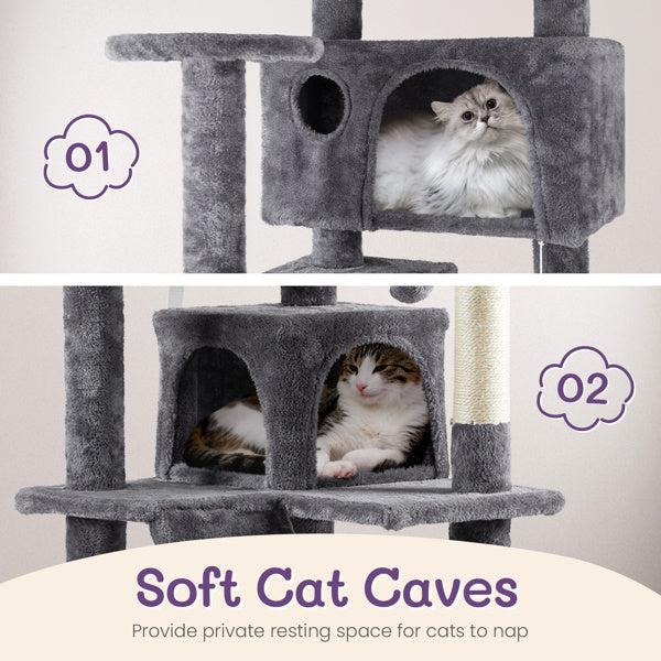 53-Inch Multi-Level Cat Climbing Frame – Cat Tree Tower with Scratching Posts, Perches & Hideouts | Infinity Bazaar