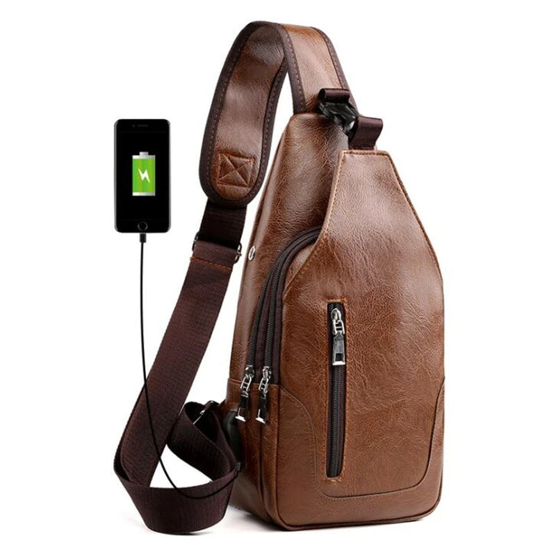 Men's Luxury Leather Messenger Crossbody bag