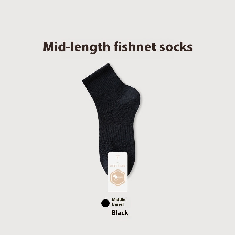 Pure Cotton Breathable Mesh Short Socks Men's Deodorant And Sweat-absorbing Summer Antibacterial