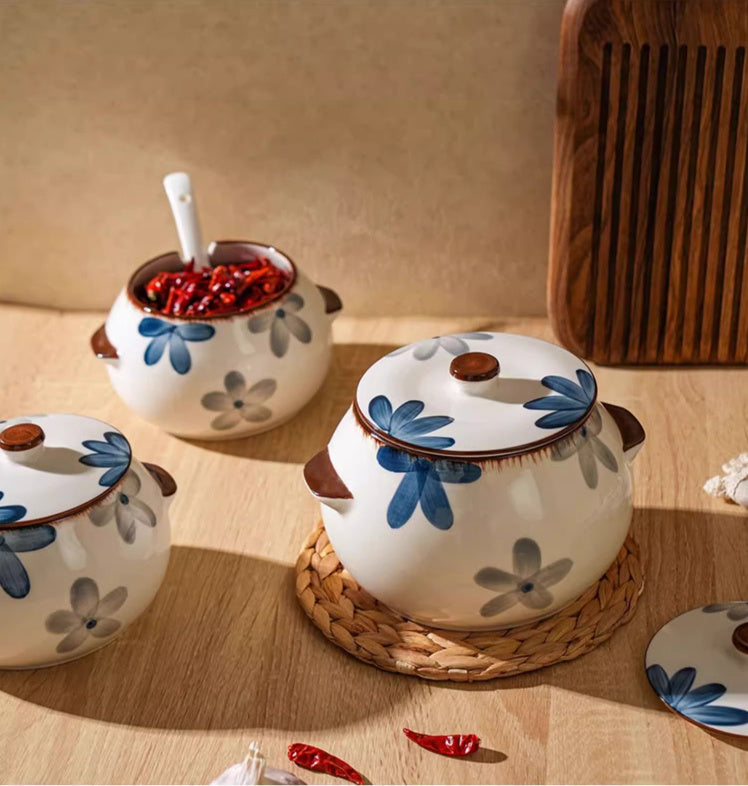 Household Ceramic High Temperature Resistant Binaural Seasoning Jar