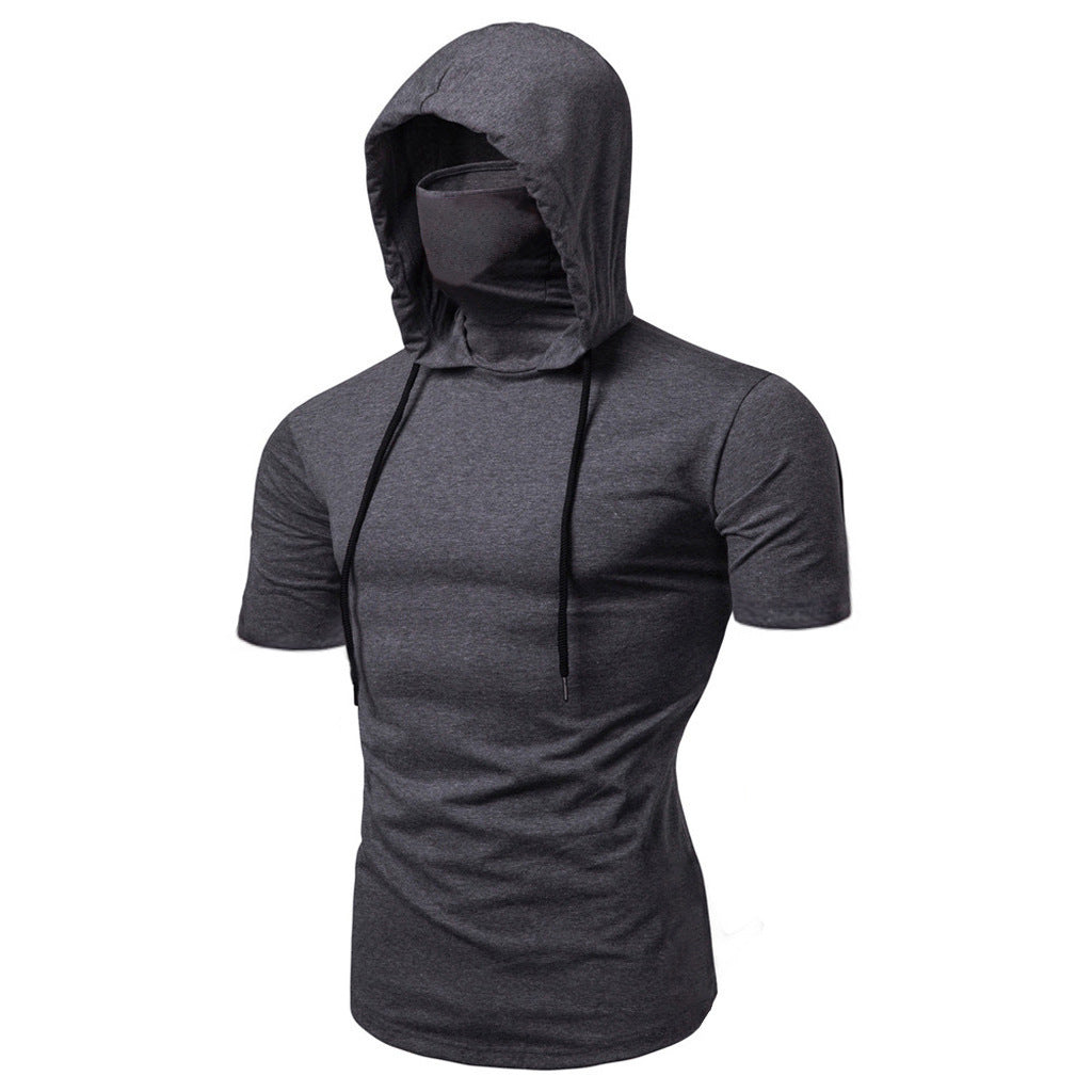 Fitness Men's Ninja Suit Hooded Short Sleeve
