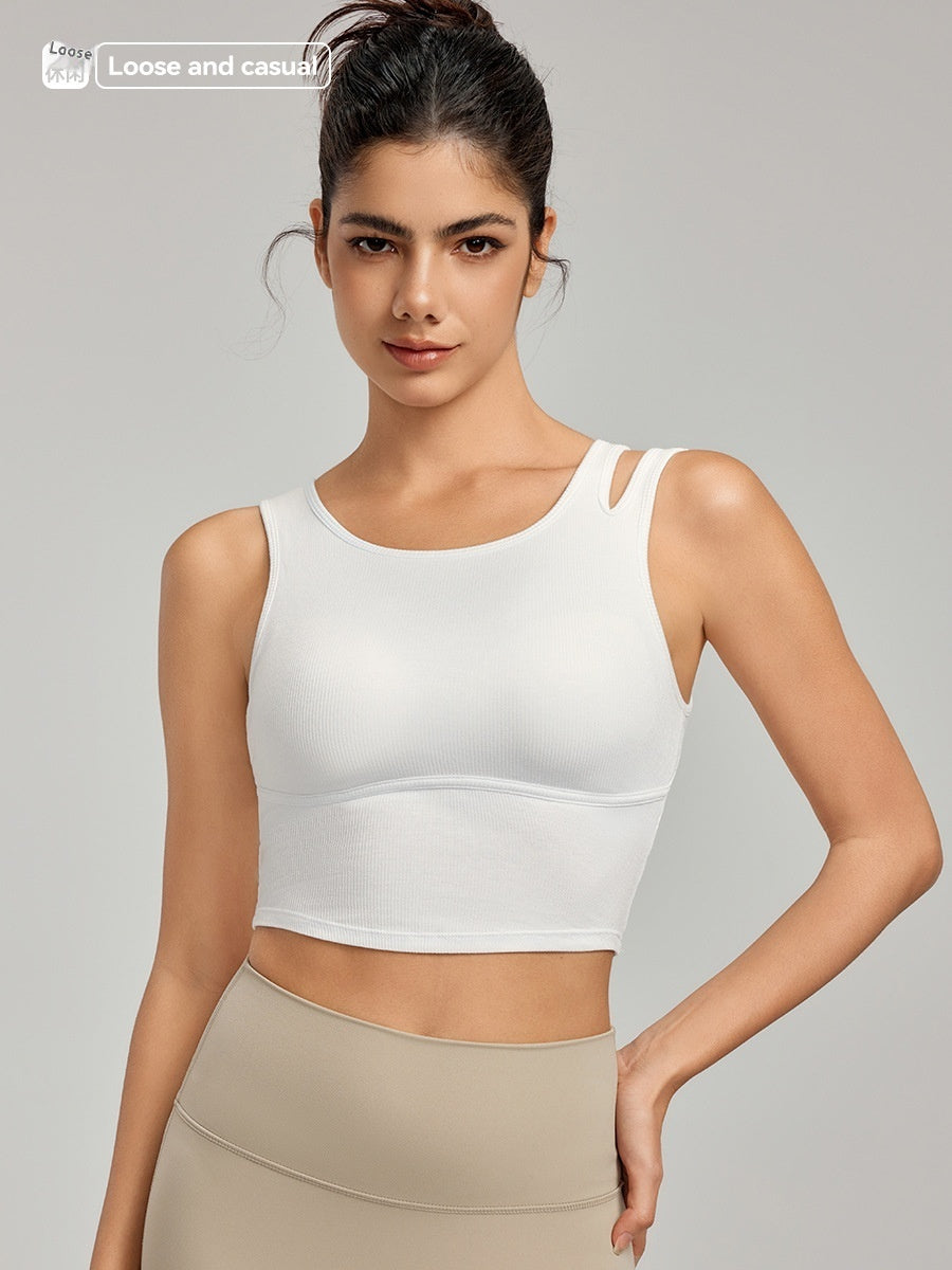 Yoga Clothing Top Vest With Chest Pad Hollow Shoulder Strap All-matching