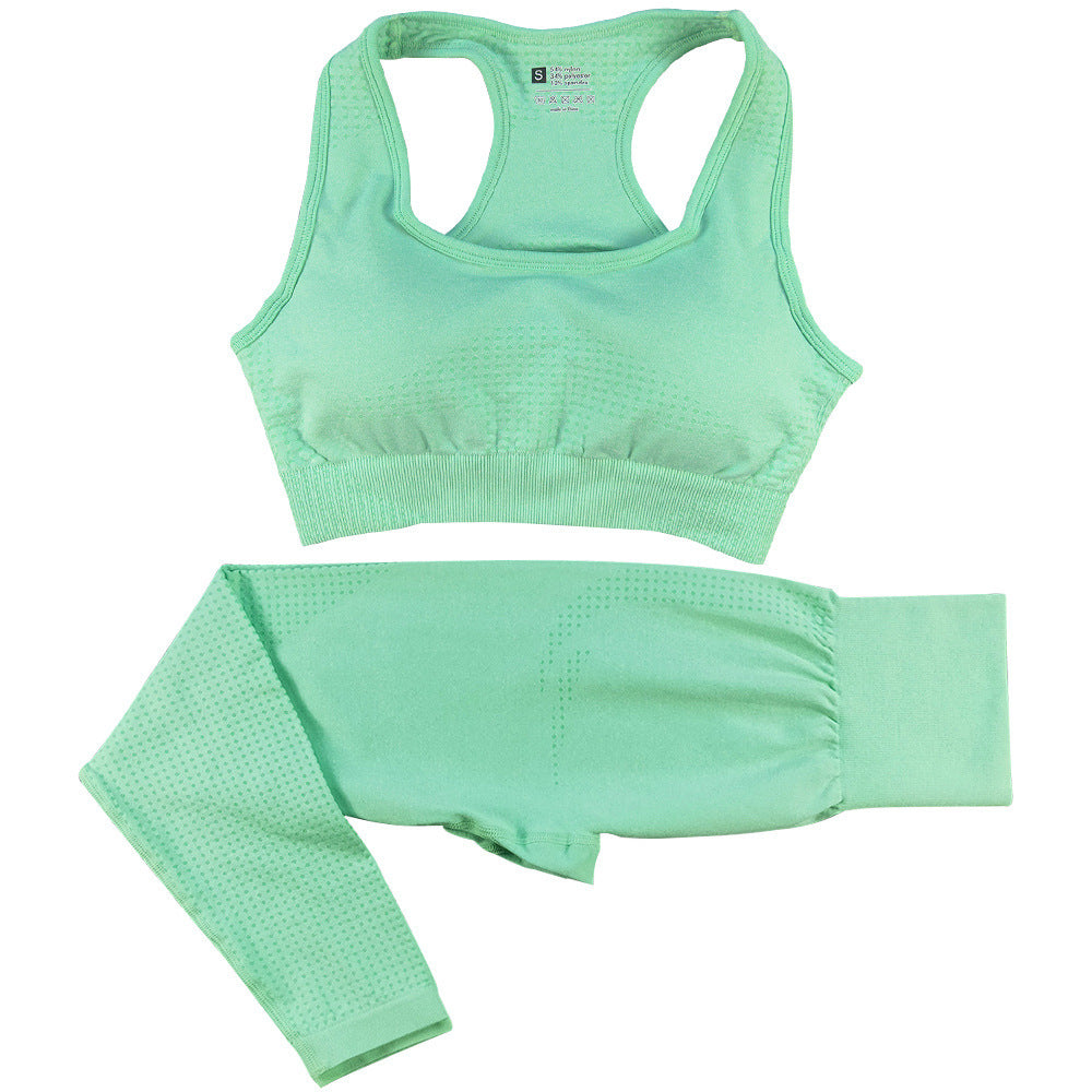 2PCS Seamless Yoga Set for Women – High Waist Leggings & Sports Top Workout Tracksuit | Infinity Bazaar