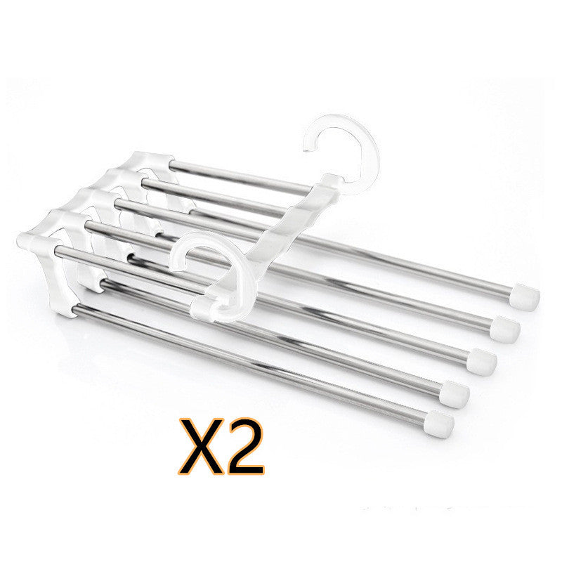 5-in-1 Stainless Steel Pants Hanger – Space-Saving Multi-Functional Clothes Rack for Wardrobe Organization, Rotatable & Detachable | Infinity Bazaar