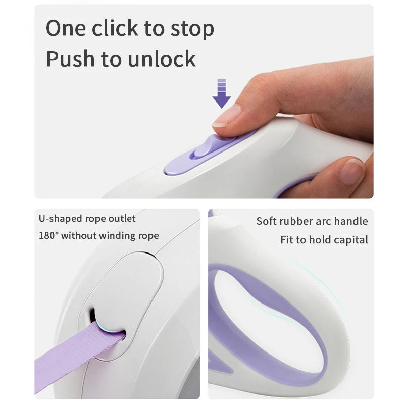 3M & 5M Retractable Dog Leash with LED Light – Tangle-Free, Durable Traction Rope for Small, Medium, Large Dogs & Cats | Infinity Bazaar