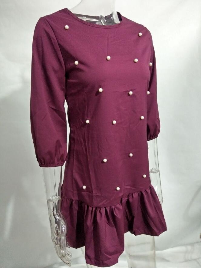 Women’s Beaded Ruffle Casual Dress – Half Sleeve O-Neck Spring & Autumn Style | Infinity Bazaar