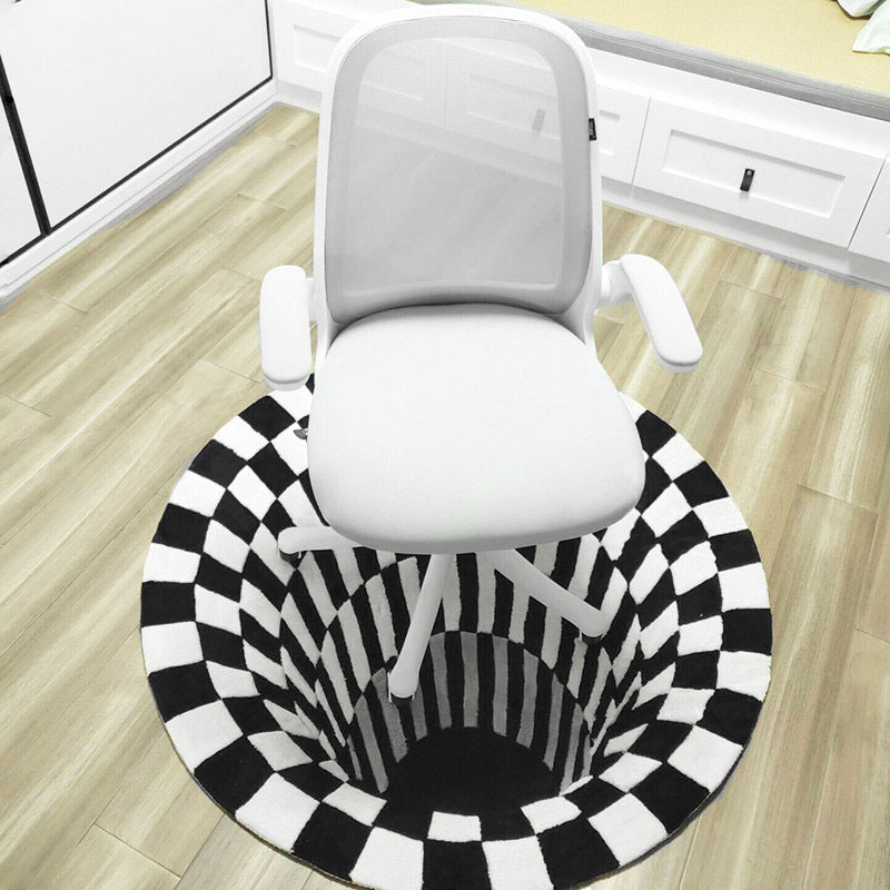 3D Vortex Illusion Carpet – Black & White Optical Hole Rug for Living Room, Bedroom & Home Decor | Infinity Bazaar