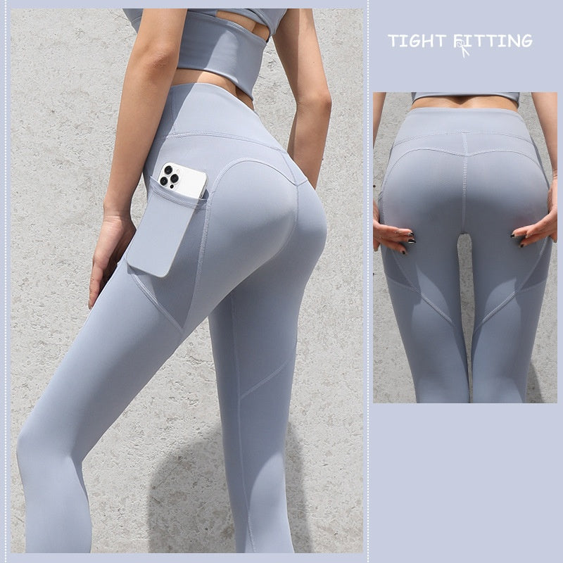 Women’s Seamless Push-Up Gym Leggings with Pockets – High Waist Running, Yoga & Fitness Pants | Infinity Bazaar