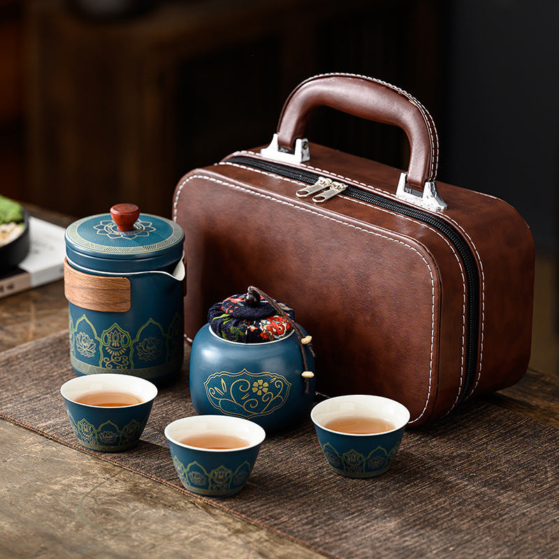 Tea Set Suit Ceramic One Pot Four Cups Gift Box