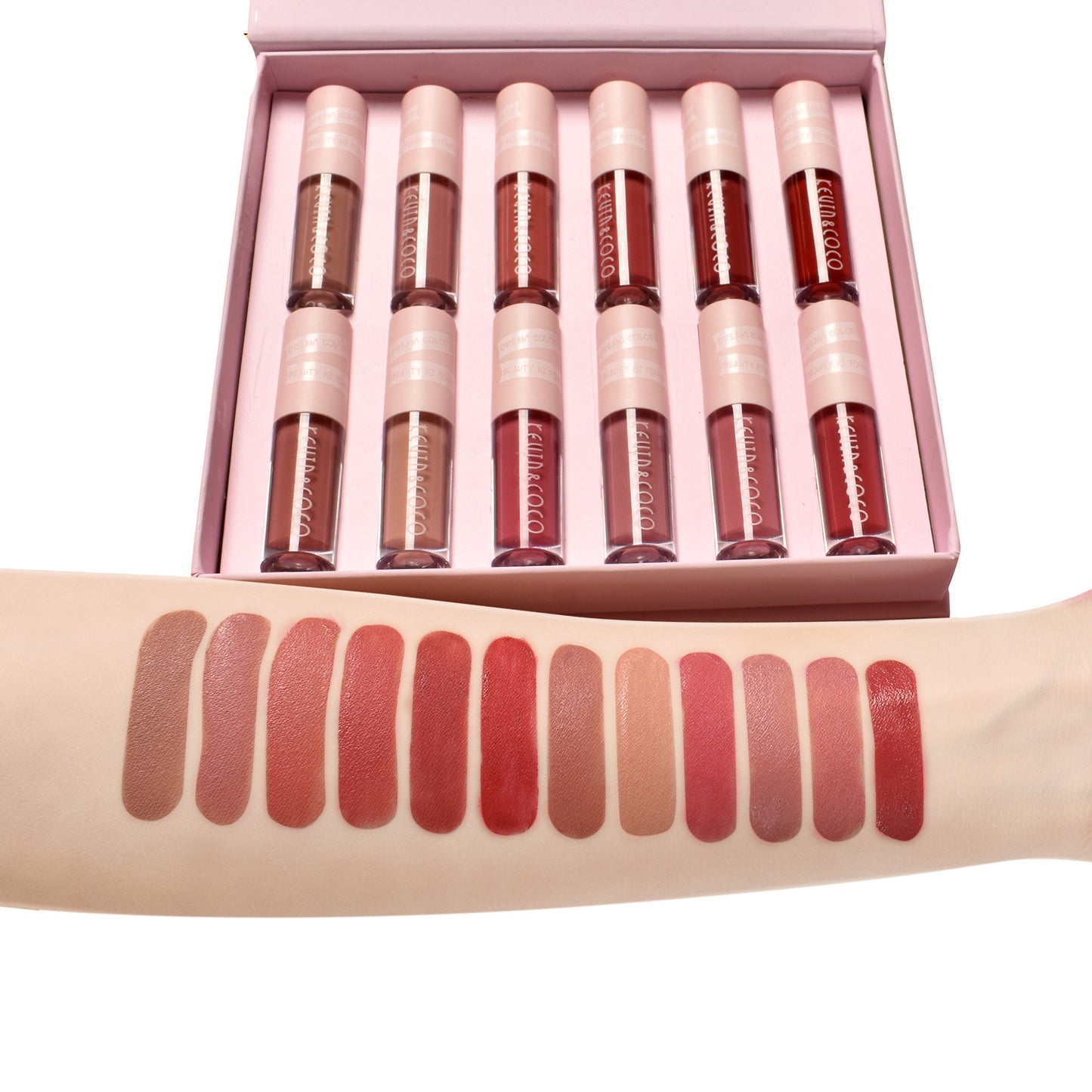 12-Color Non-Stick Cup Lip Gloss Set – Multivitamin-Enriched, Long-Lasting Shine | Infinity Bazaar