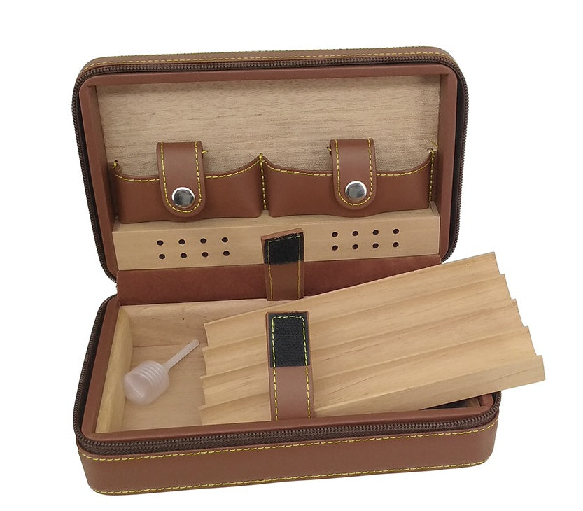 Travel Humidor – Portable Leather Cigar Humidifier Gift Box