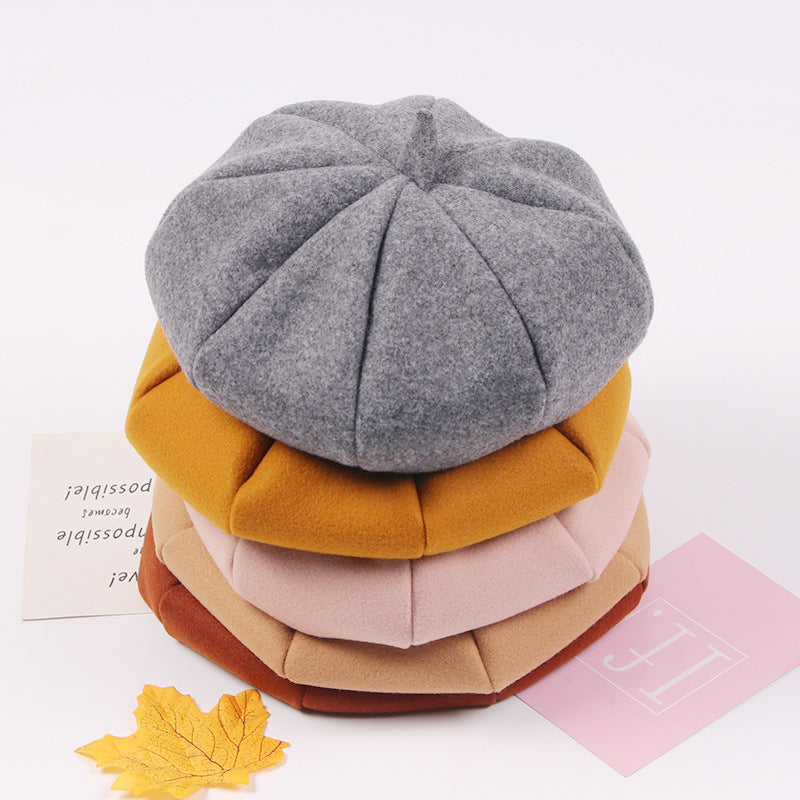 Children's pumpkin octagonal beret