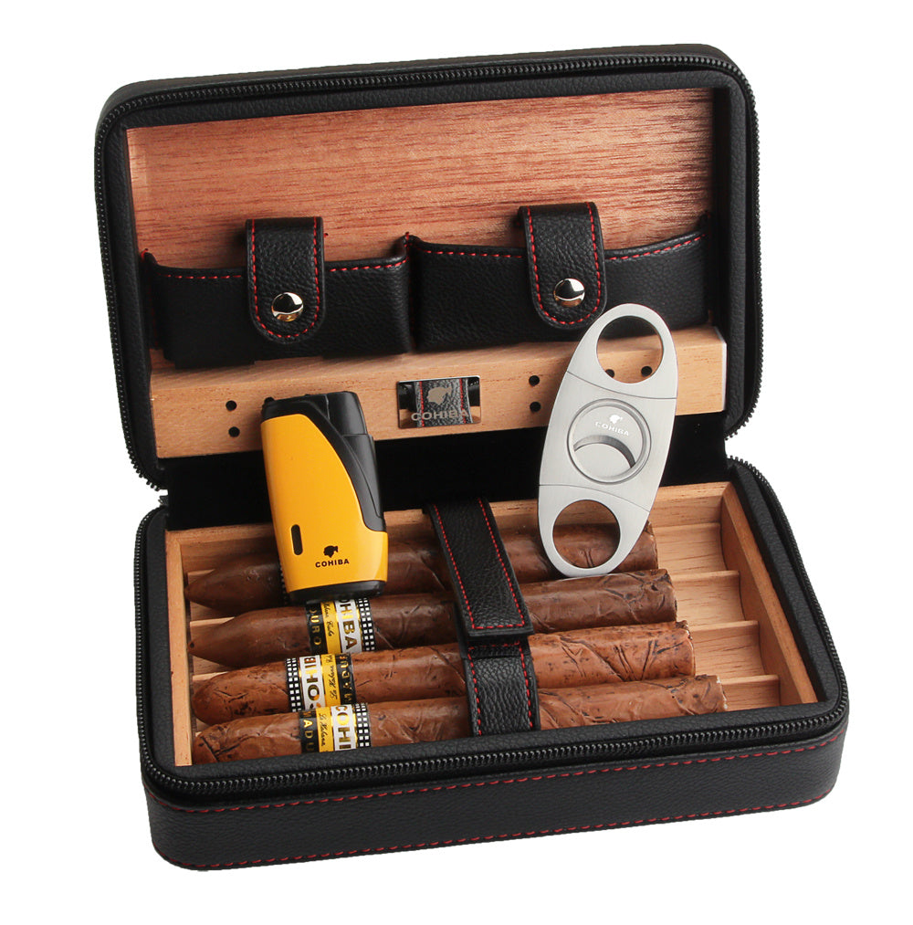 Travel Humidor – Portable Leather Cigar Humidifier Gift Box