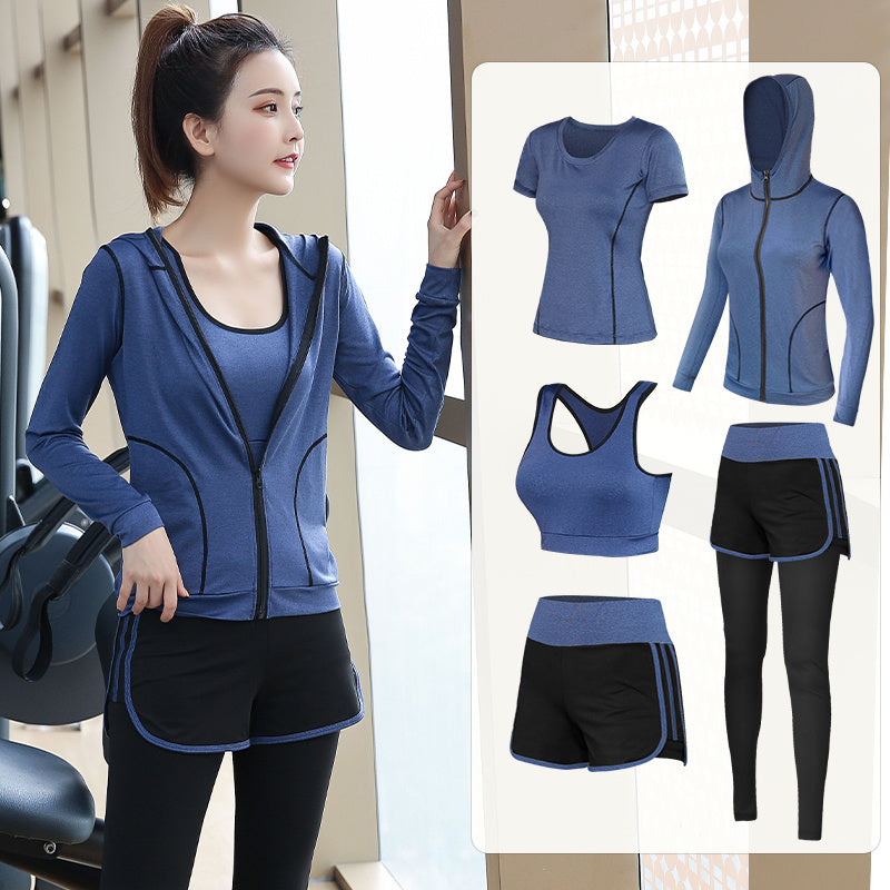 5-Piece Women’s Gym & Yoga Set – Quick-Dry High Elastic Workout Outfit with Chest Pad | Infinity Bazaar