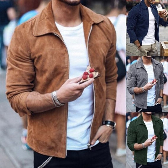 Men Slim Turn down Collar Casual Coat Outwear