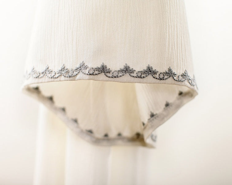 Long sleeve V-neck embroidered dress