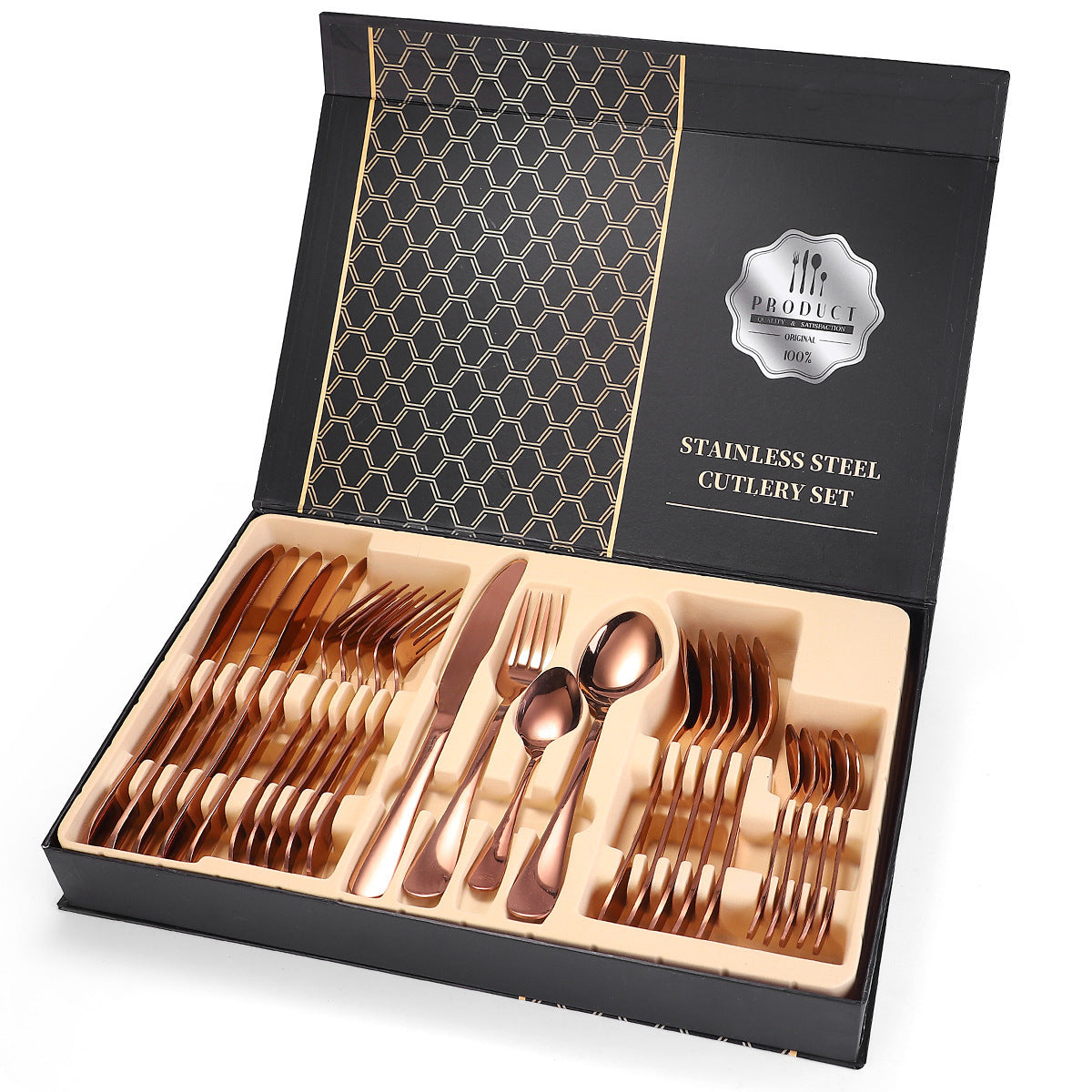 24-Piece Stainless Steel Cutlery Set – 18/10 Dishwasher-Safe Flatware for 6 People | Infinity Bazaar
