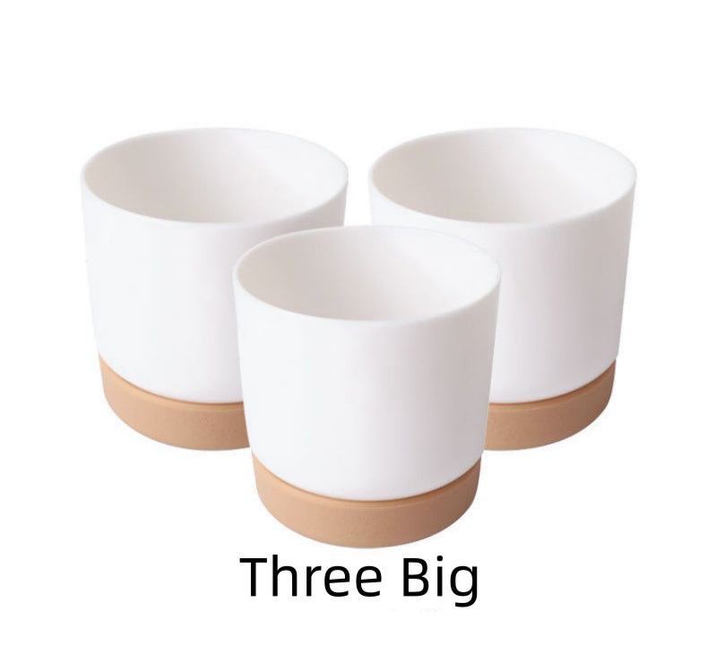 Self-absorbent Resin Succulents Melamine Plastic White Flower Pot Tool Stone