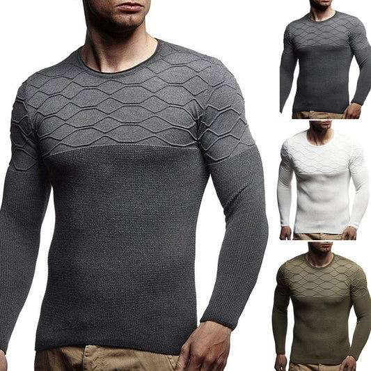Men's Round Neck Pullover Long Sleeve Sweater