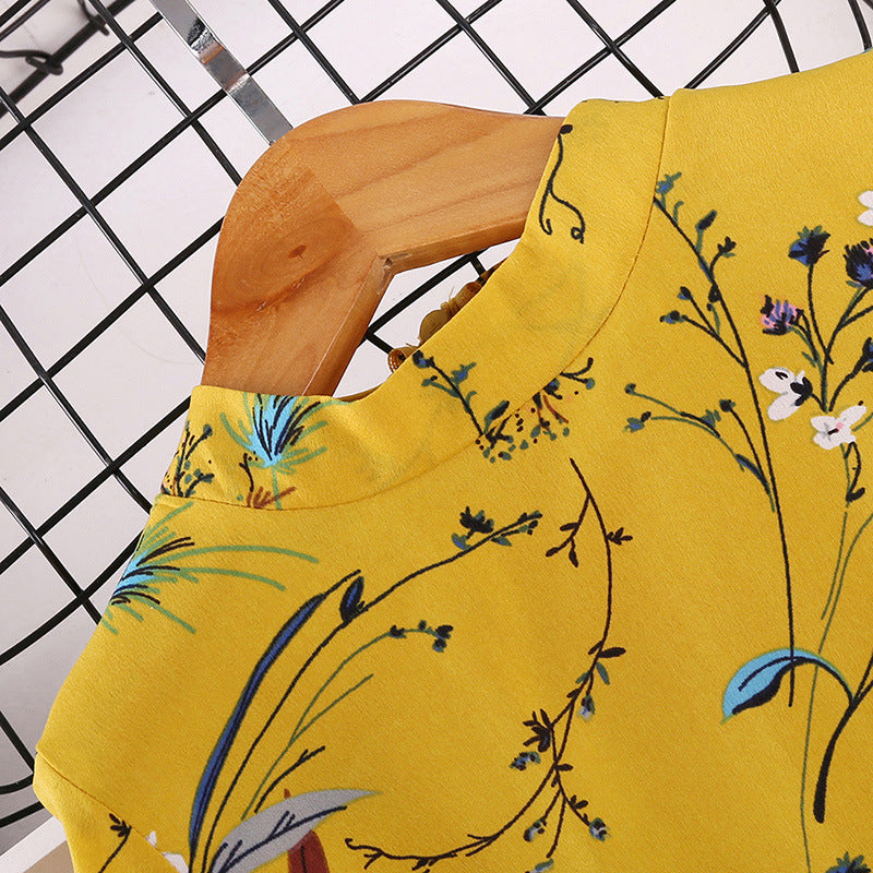 Printed Long Sleeve Children's Princess Dress