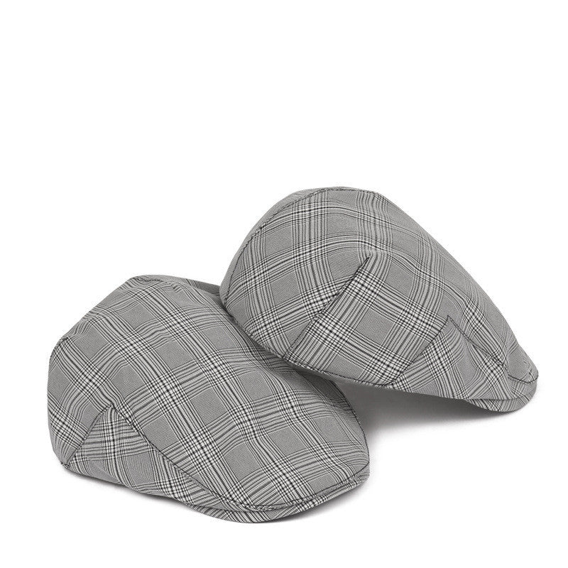 British Plaid Beret Hat Men's Forward Hat Wholesale Casual Retro Duck Tongue Old Man Hat Day Thin Spring And Summer Tide