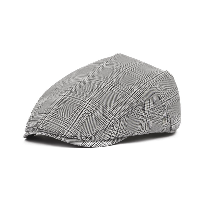 British Plaid Beret Hat Men's Forward Hat Wholesale Casual Retro Duck Tongue Old Man Hat Day Thin Spring And Summer Tide