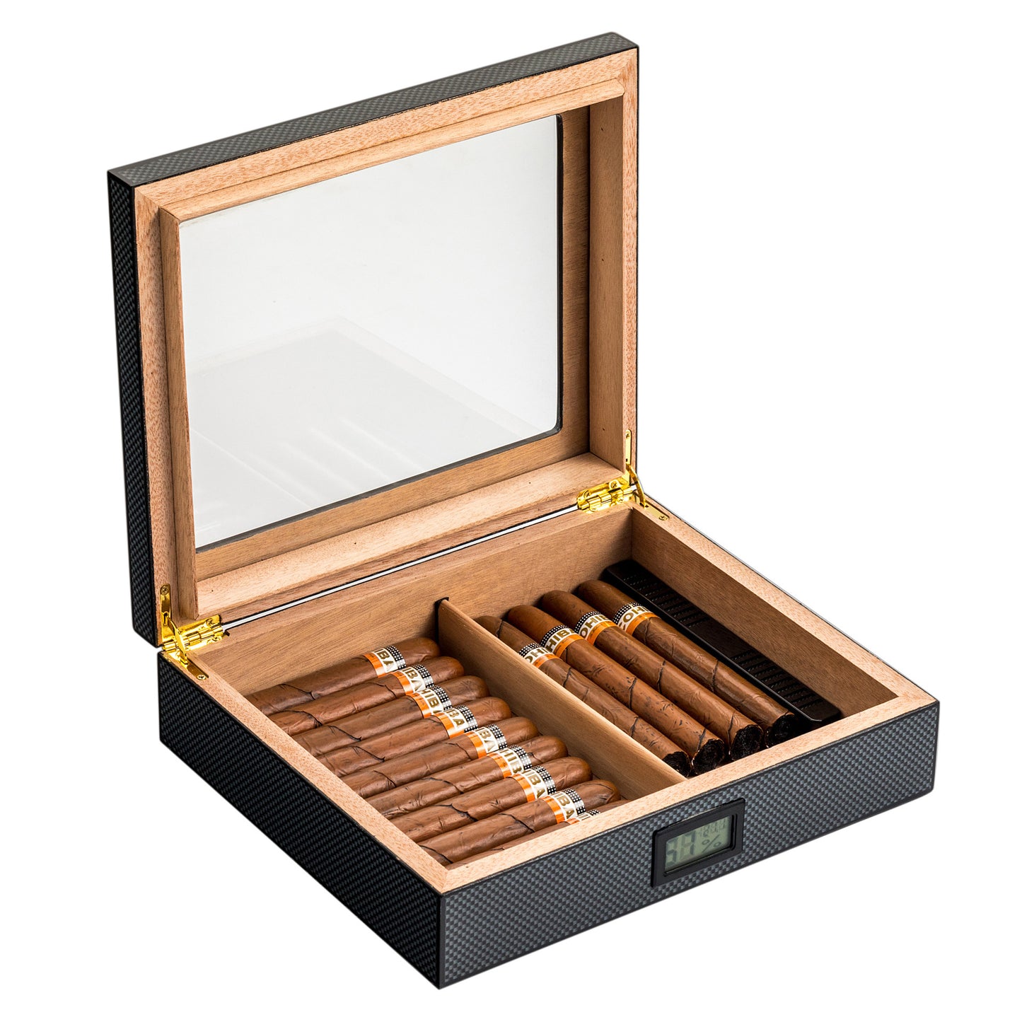 Cedar Wood Piano Paint Thermostat Humidor High-end Electronic Display Matte Surface