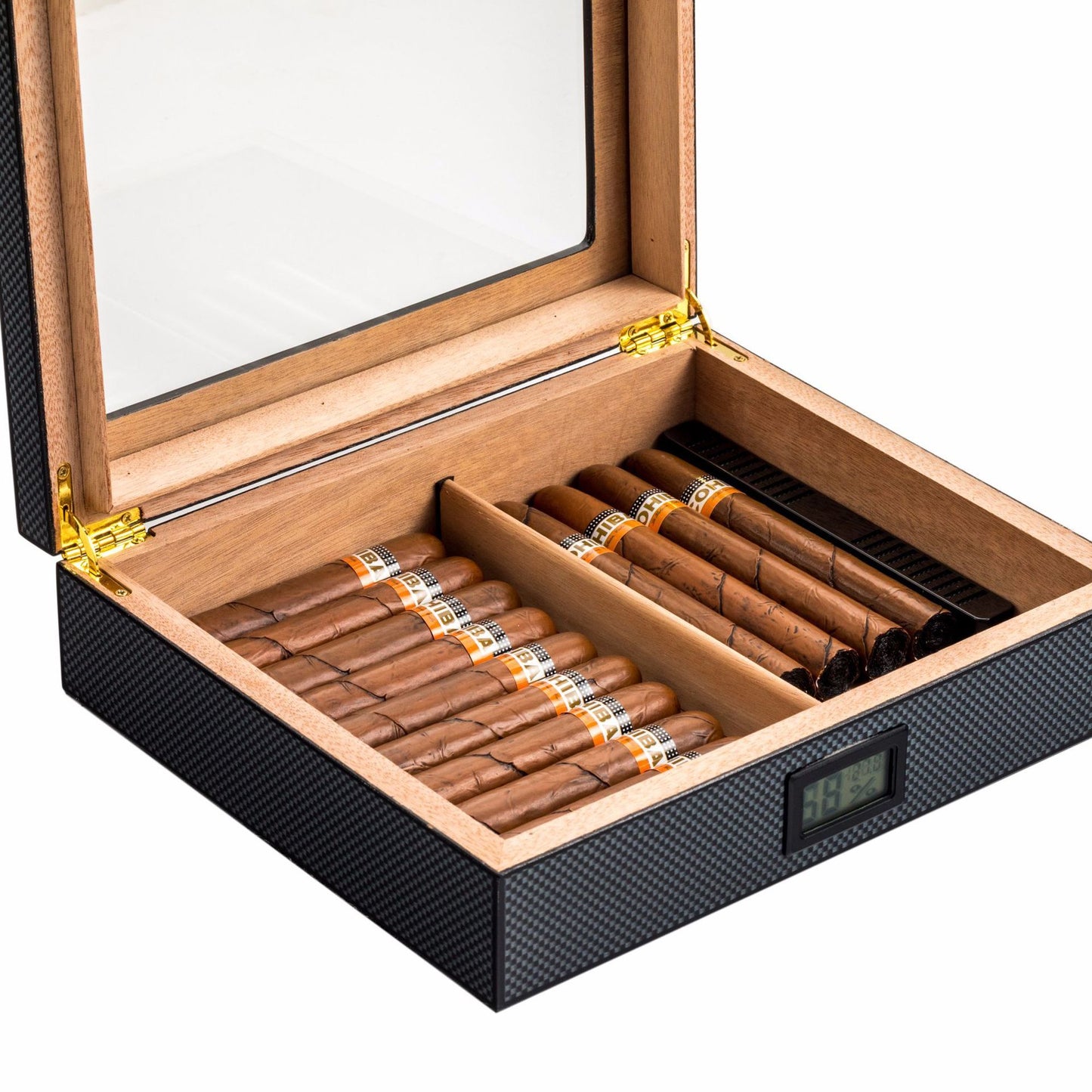Cedar Wood Piano Paint Thermostat Humidor High-end Electronic Display Matte Surface