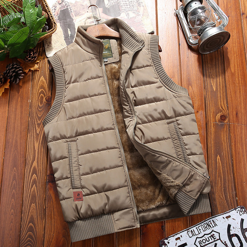 Men's Cotton Vest Plus Velvet Thick Warm Vest Jacket