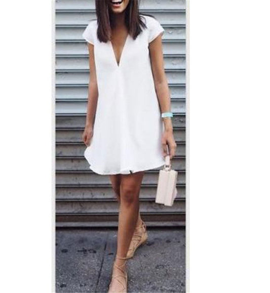 Women’s Summer V-Neck Cotton T-Shirt Dress Two-Piece Set | Infinity Bazaar