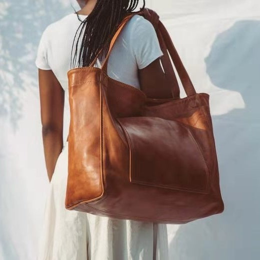 Women's Large Capacity Oil Wax Shoulder Bag
