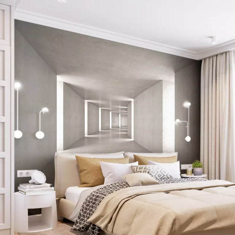 3D Extended Space Mural Wallpaper – Industrial Abstract Silk Wall Covering for Living Room, Studio & Bar | Infinity Bazaar