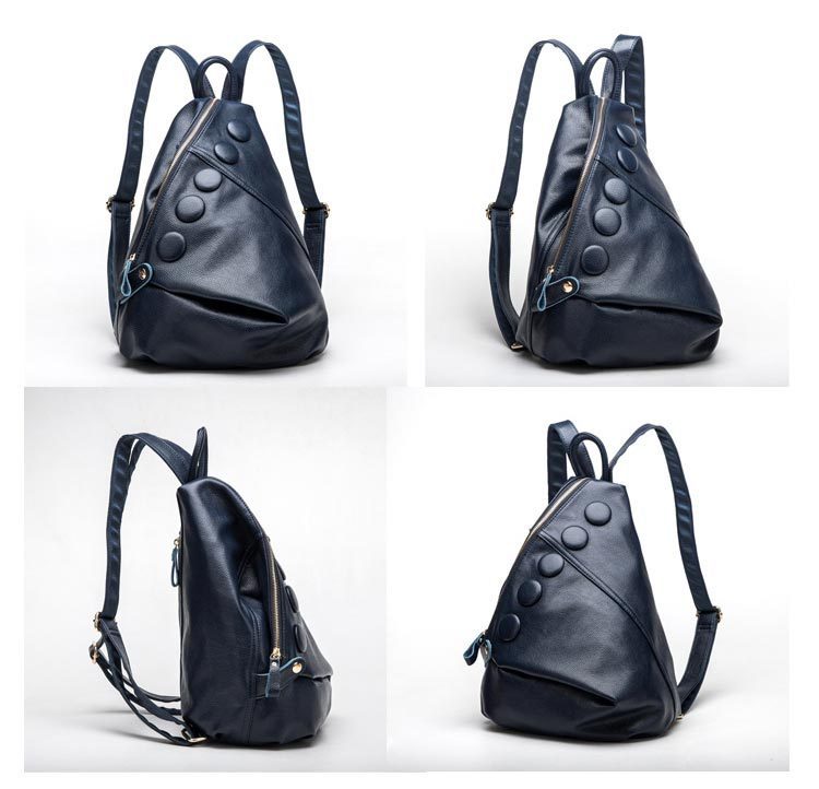 Genuine Litchi Leather textured Preppy Backpack