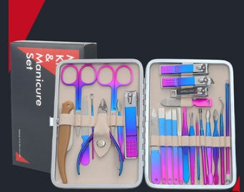 25-Piece Professional Nail Clipper & Grooming Set – Stainless Steel Manicure Pedicure Kit with Case | Infinity Bazaar