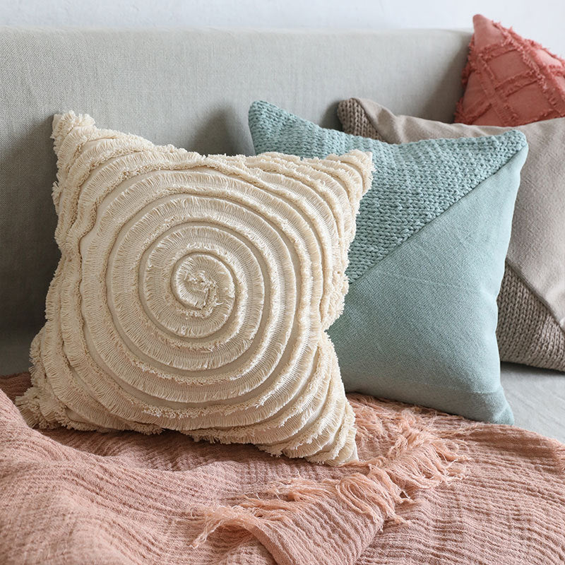 Modern Simple Natural Style Sofa & Bedroom Cotton Bud Cushion Pillow  Cover