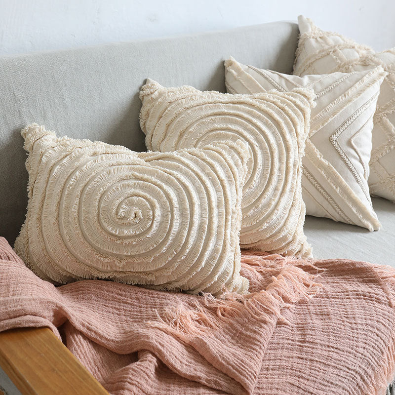 Modern Simple Natural Style Sofa & Bedroom Cotton Bud Cushion Pillow  Cover