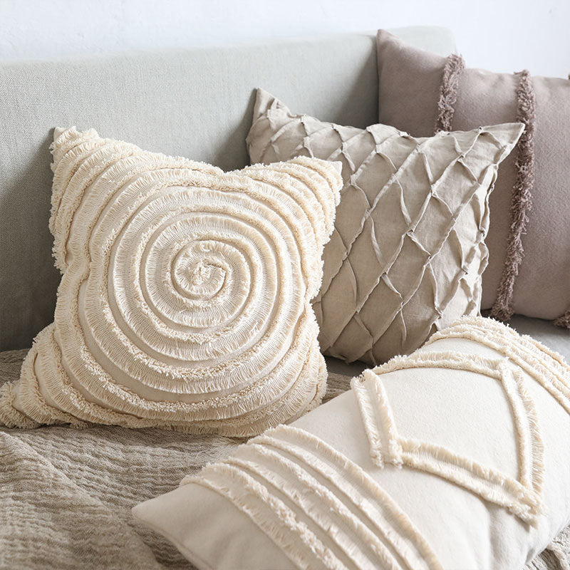 Modern Simple Natural Style Sofa & Bedroom Cotton Bud Cushion Pillow  Cover