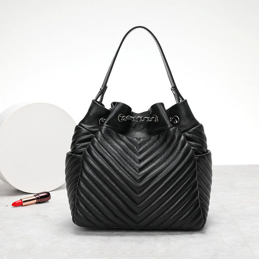 Genuine Pleated Sheepskin Leather  Shoulder Bags