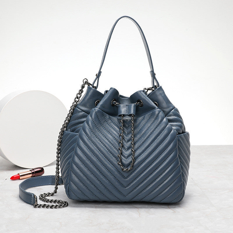 Genuine Pleated Sheepskin Leather  Shoulder Bags