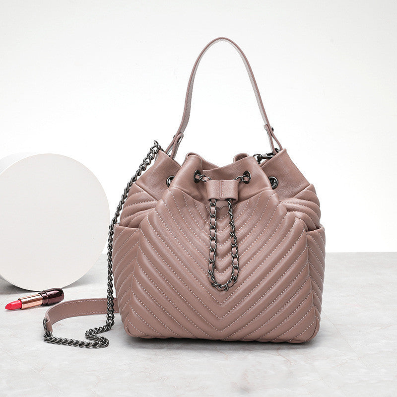 Genuine Pleated Sheepskin Leather  Shoulder Bags